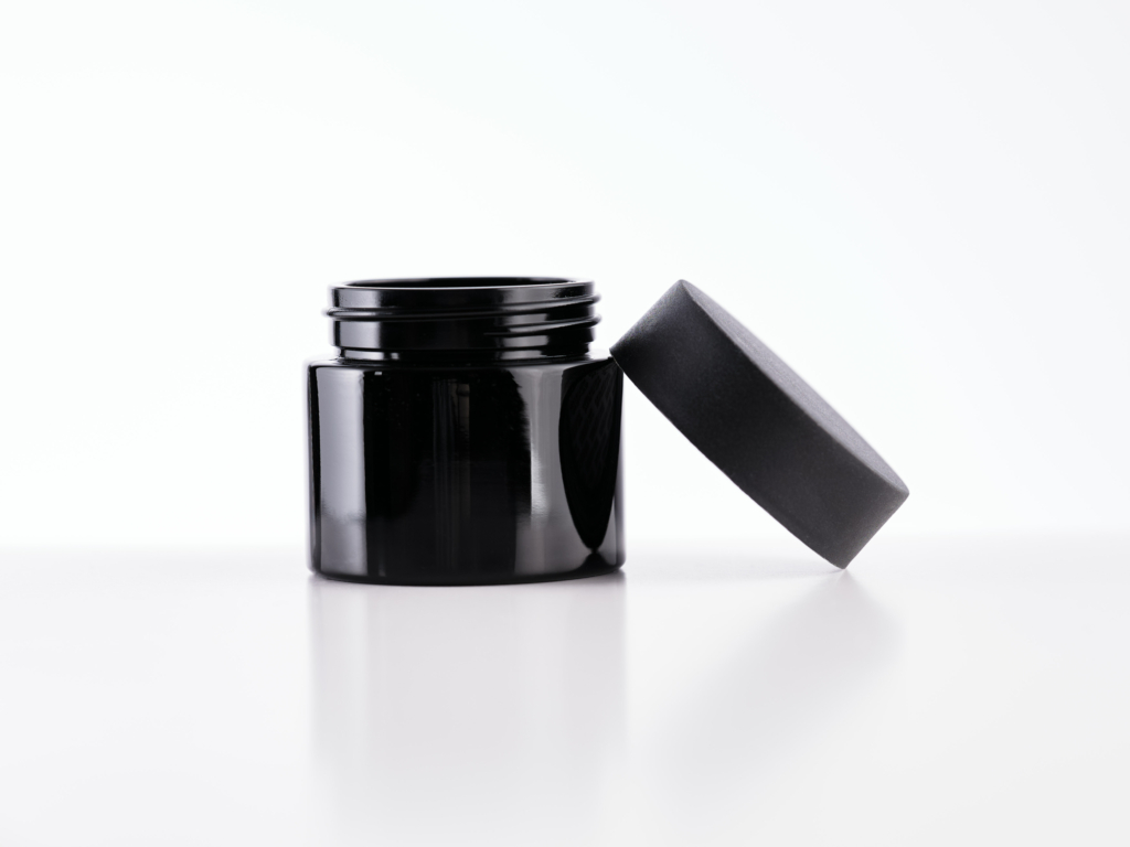 3 oz Black Glass Jar with Black (CR) HDPE Closure