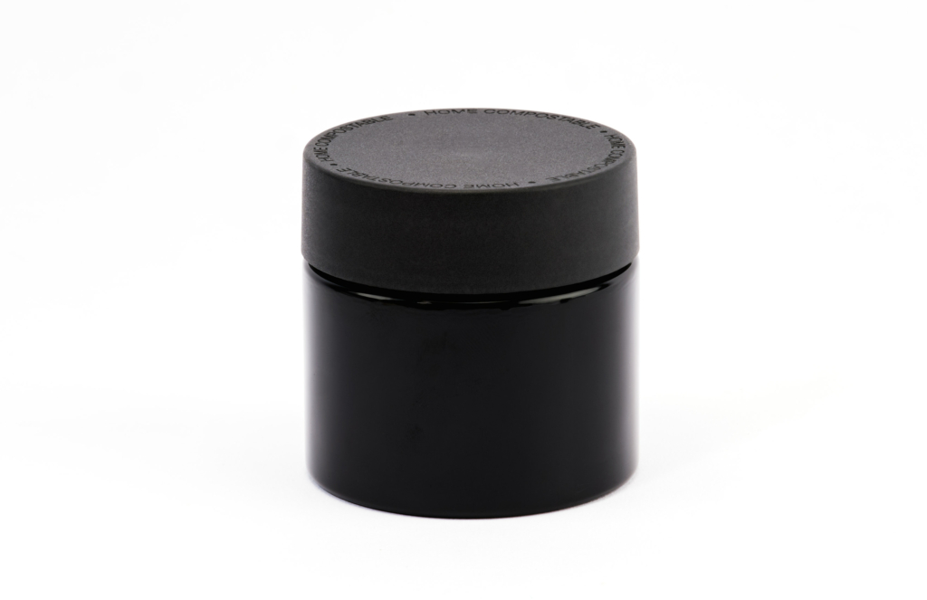 3 oz Black Glass Jar with Black (CR) PHA Closure